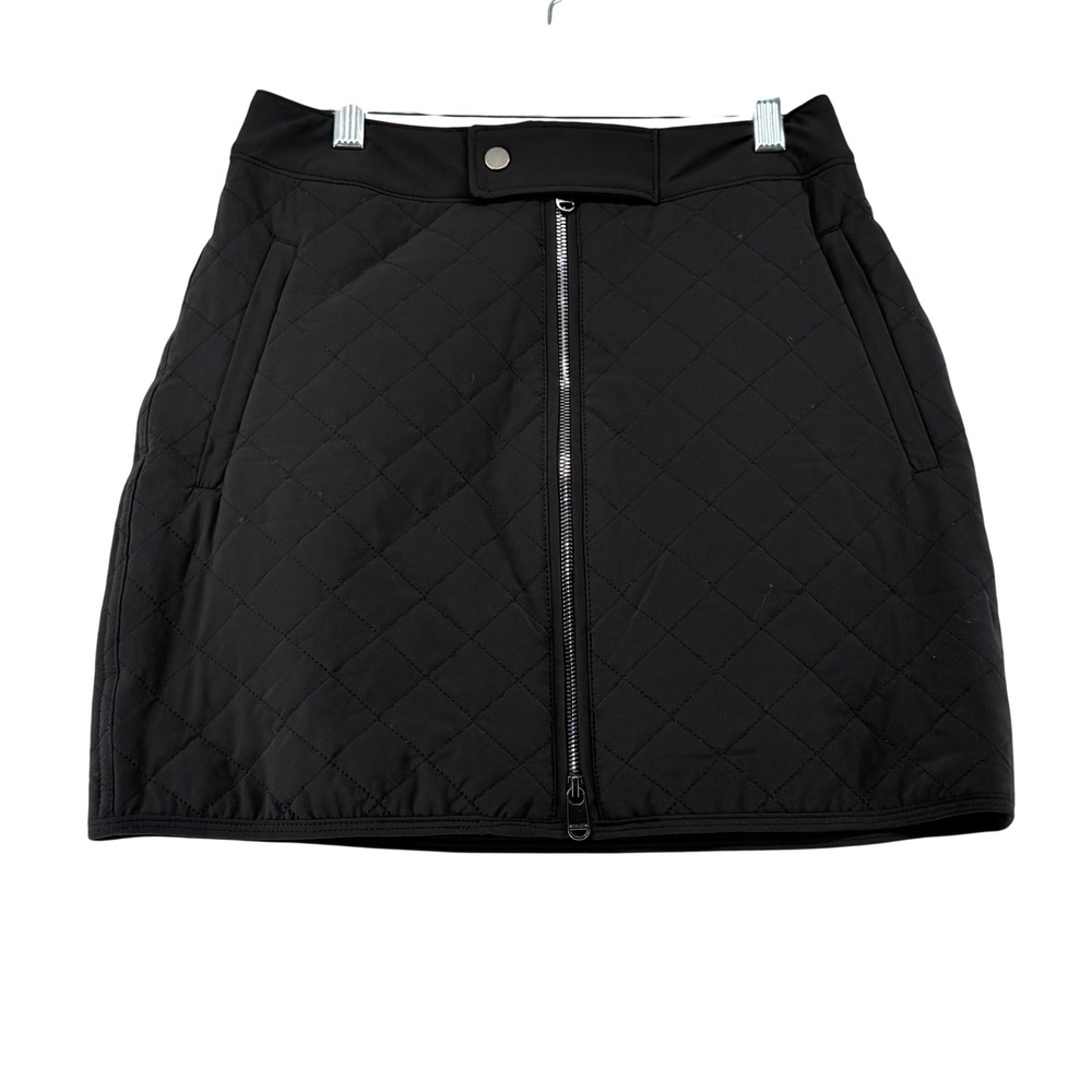 Athleta Apres Ski Skirt Womens 4 Black Quilted Insulated Full Zip Puffer Mini